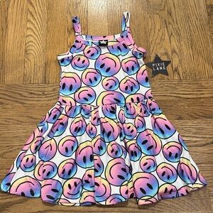 Pixielane Kids Smiley Face Dress - Pink and Blue 3T NWT